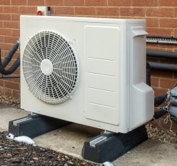 Photo of an outdoor unit of a heat pump